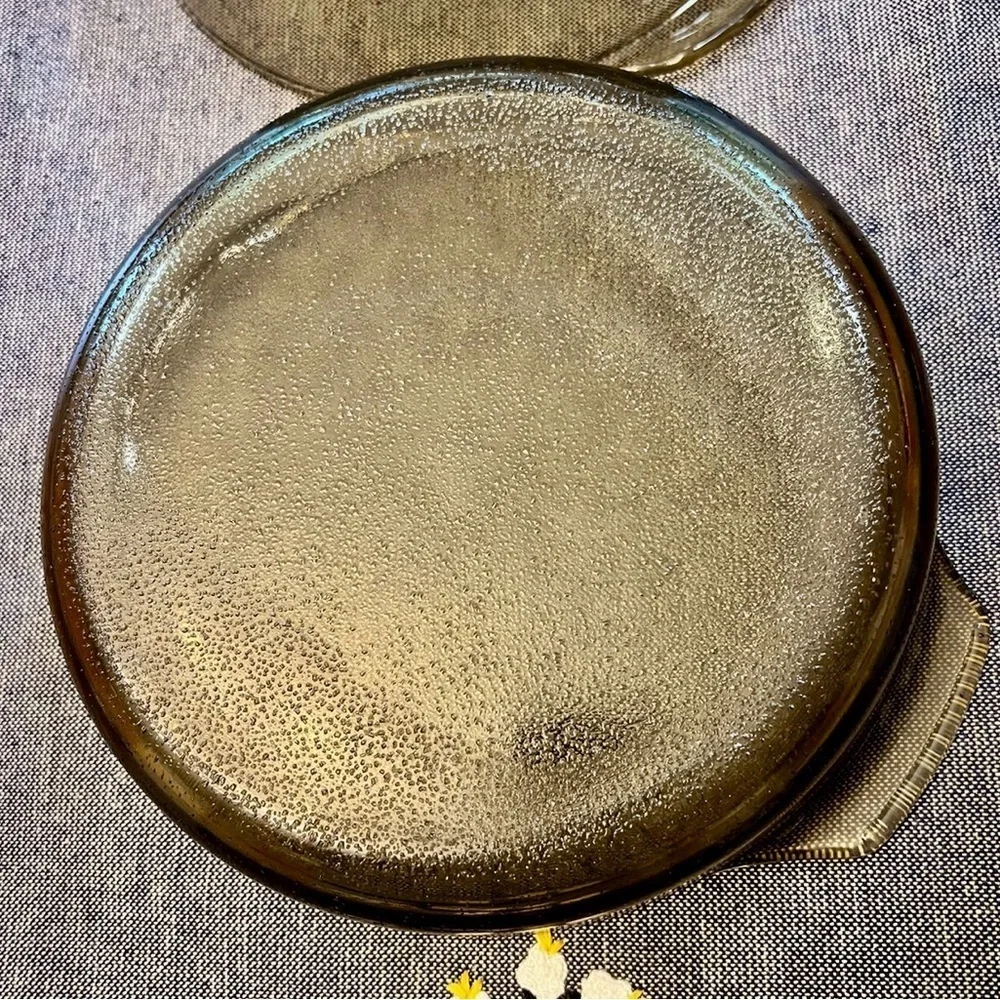 Vintage Set 3 Glass bake Jeanette Amber  Yellow Daisy Ovenware